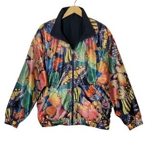 Vintage Head Y2K Multicolor Floral Butterfly Windbreaker XL